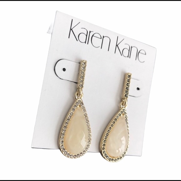 Gold rhinestone drop earrings - Karen Kane - Picture 4 of 5